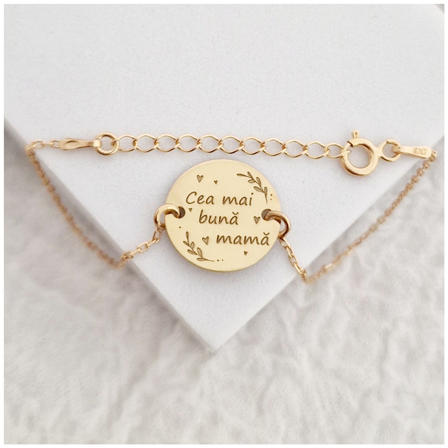 Bratara Cea mai buna mama - Argint 925 placat cu Aur Galben 18K, cu lantisor