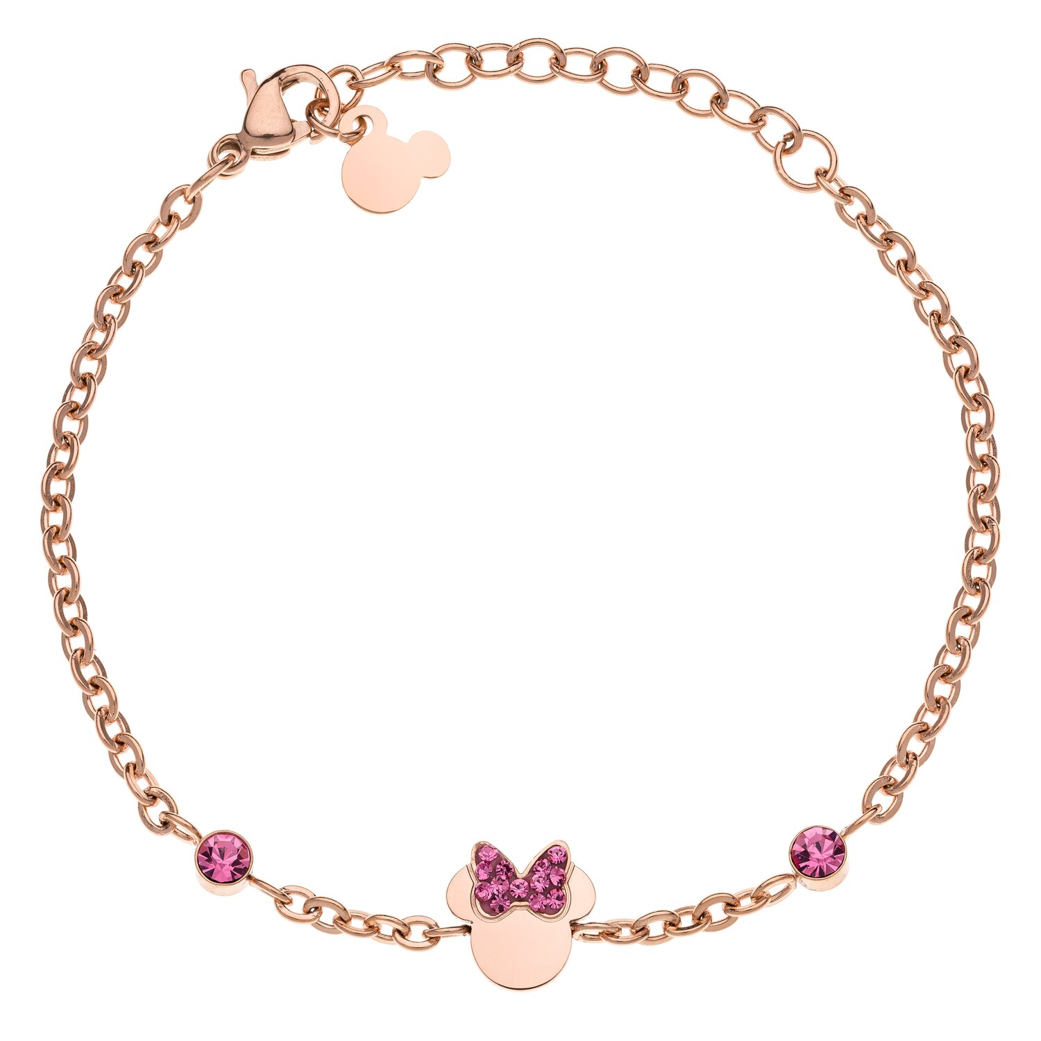 Bratara Disney Minnie Mouse fundita cu cristale - Otel Medical Inoxidabil Rose si Cristale Roz