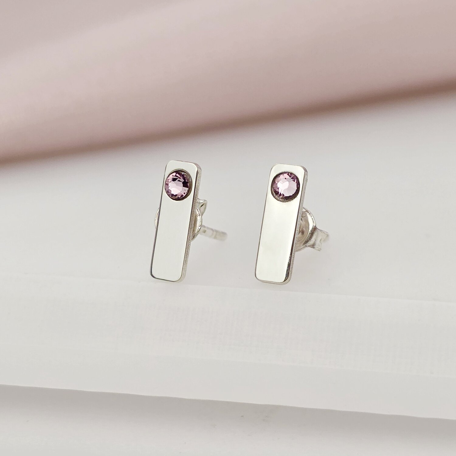 Cercei bara dreptungiulara - Cristal Swarovski - Argint 925 - inchidere surub