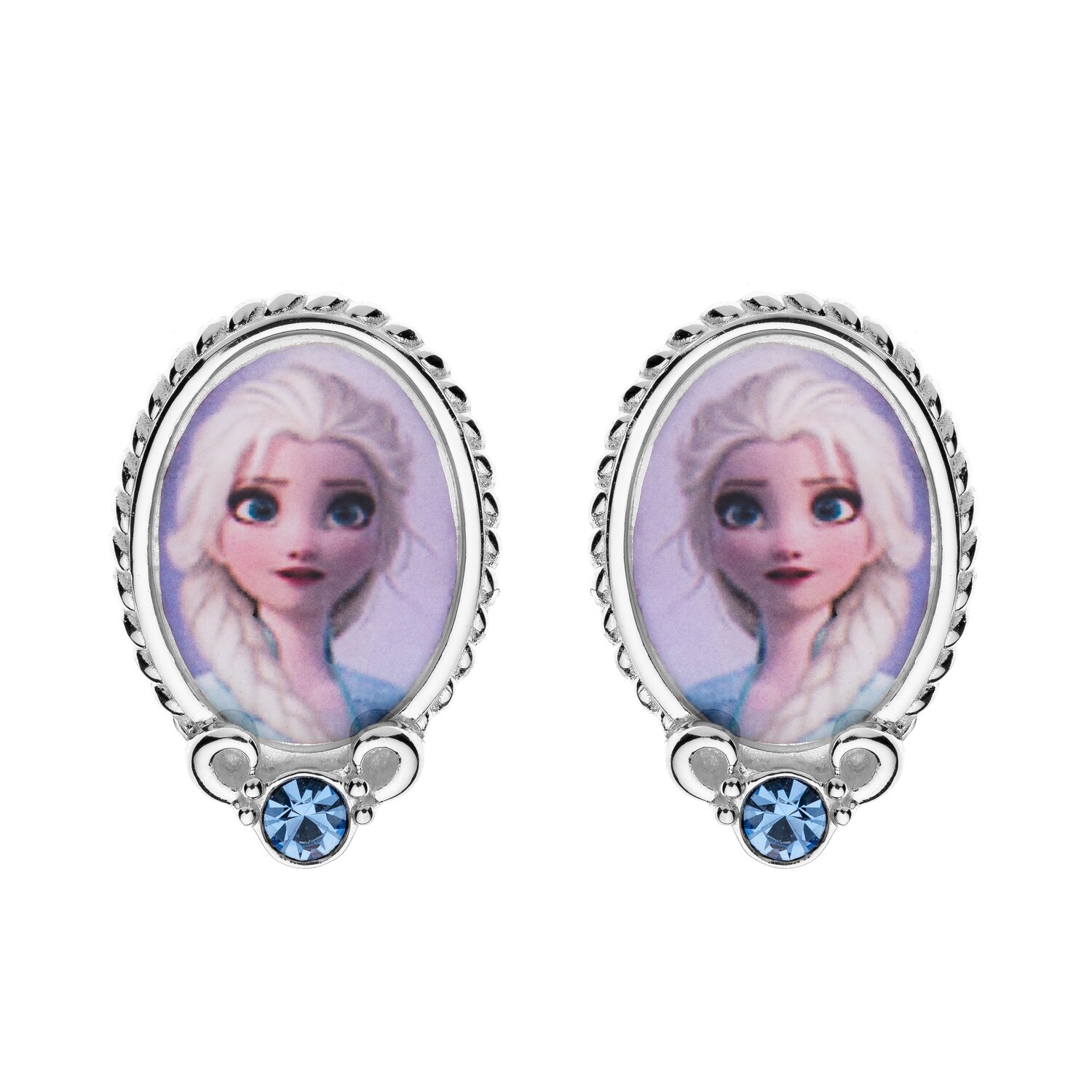 Cercei Disney cu poza color Frozen Elsa - Argint 925 si Cristale