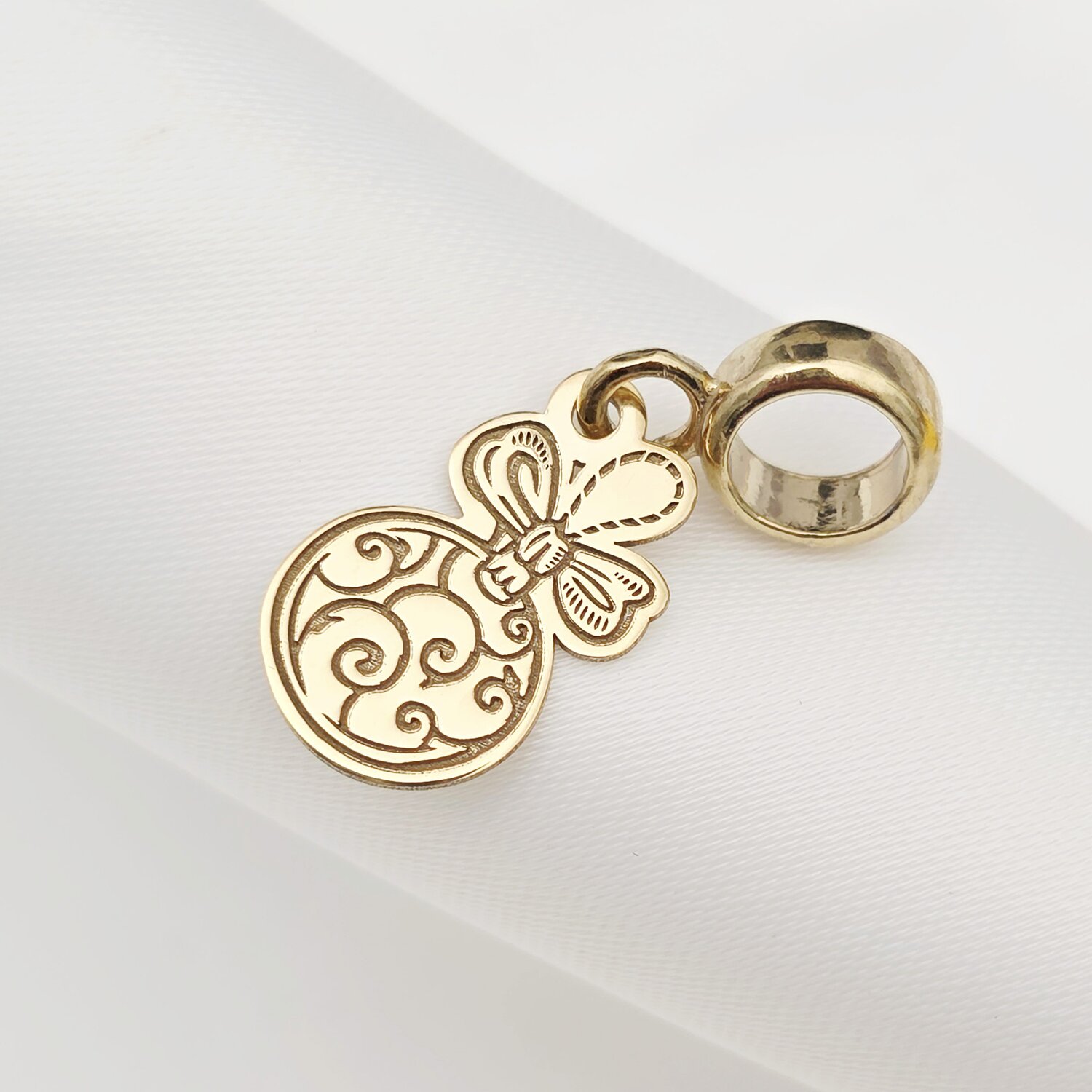 Charm personalizat Craciun - Glob - Argint 925 placat cu Aur galben 18K