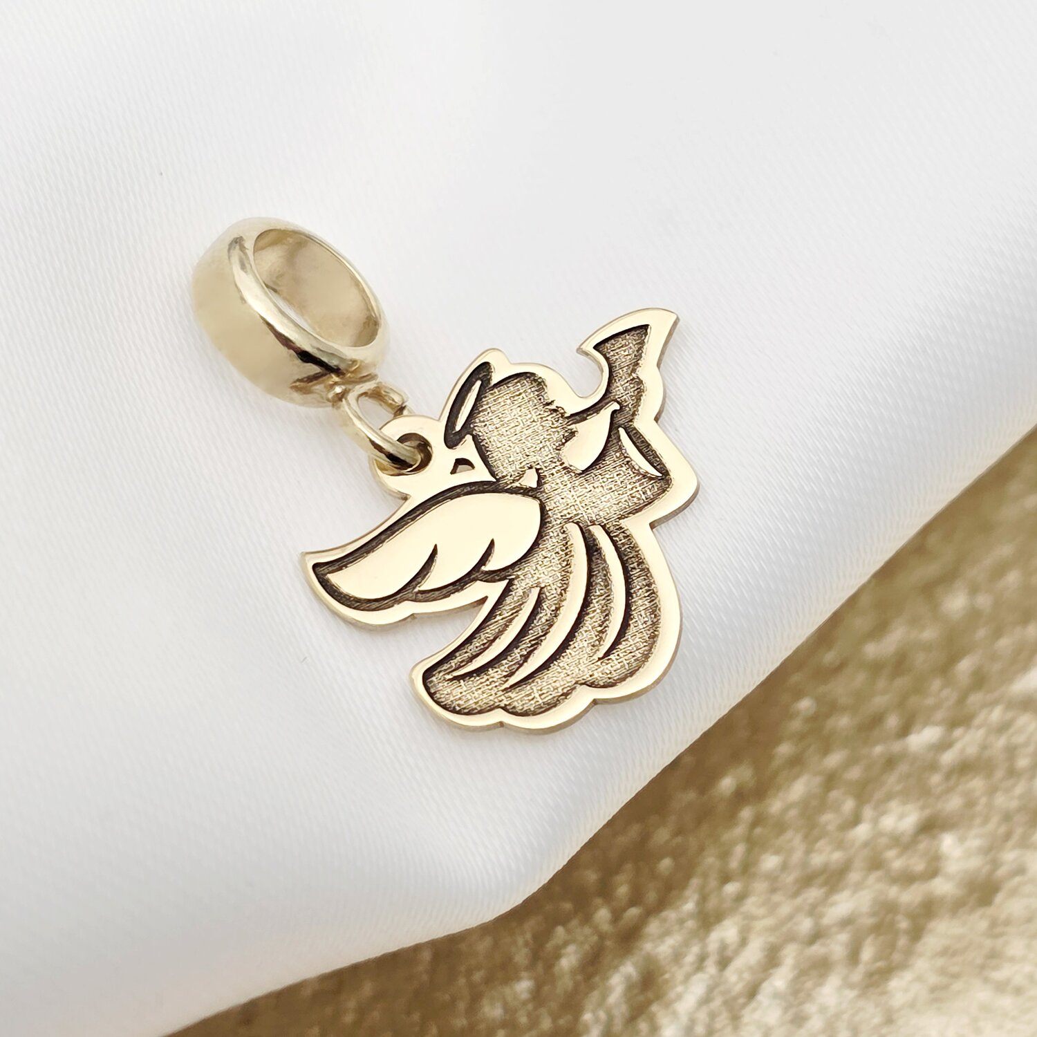 Charm personalizat Craciun - Inger - Argint 925 placat cu Aur galben 18K