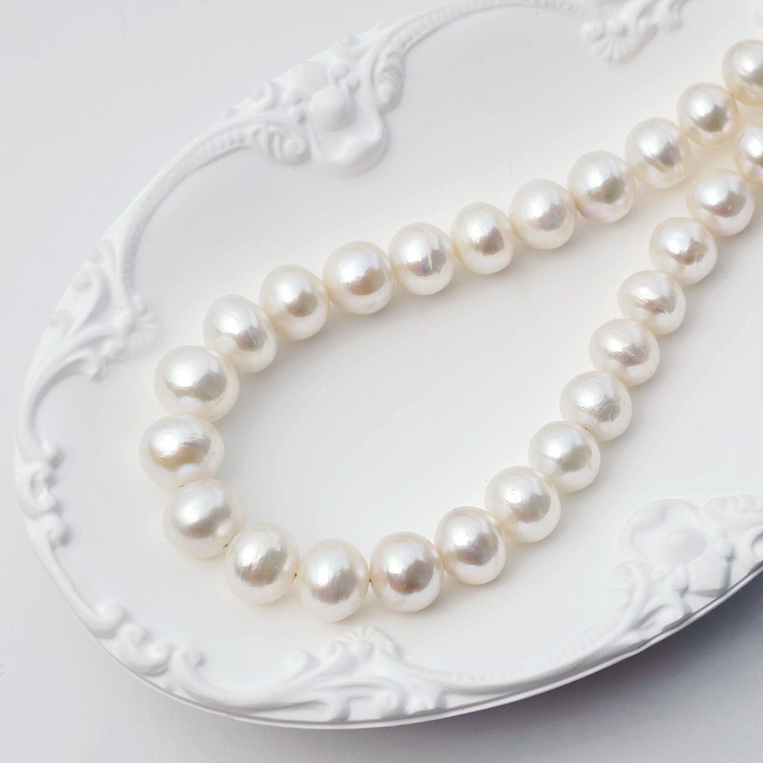 Colier cu Perle - Eleganta pura - Model sirag de perle mari - Argint 925