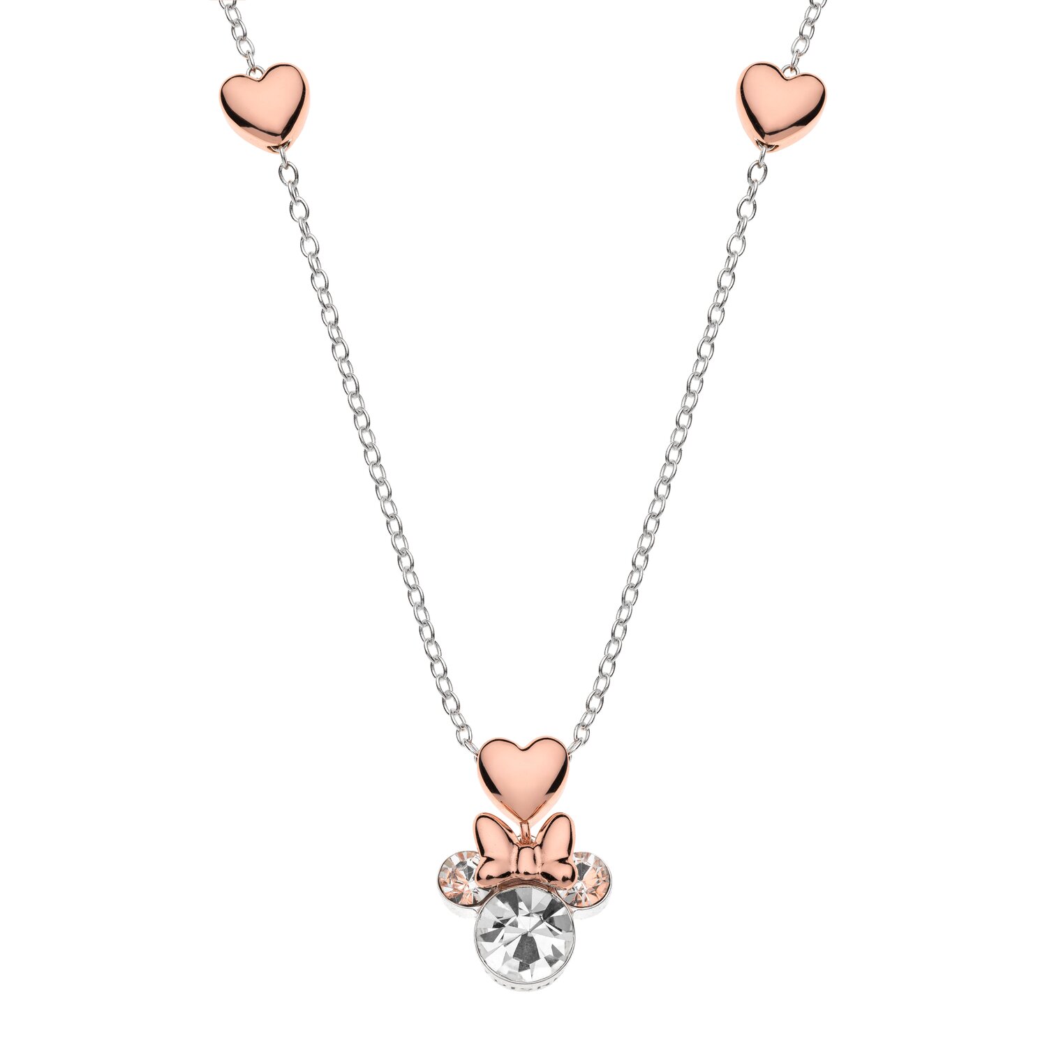 Colier Disney Minnie Mouse & Rose Hearts - Argint 925