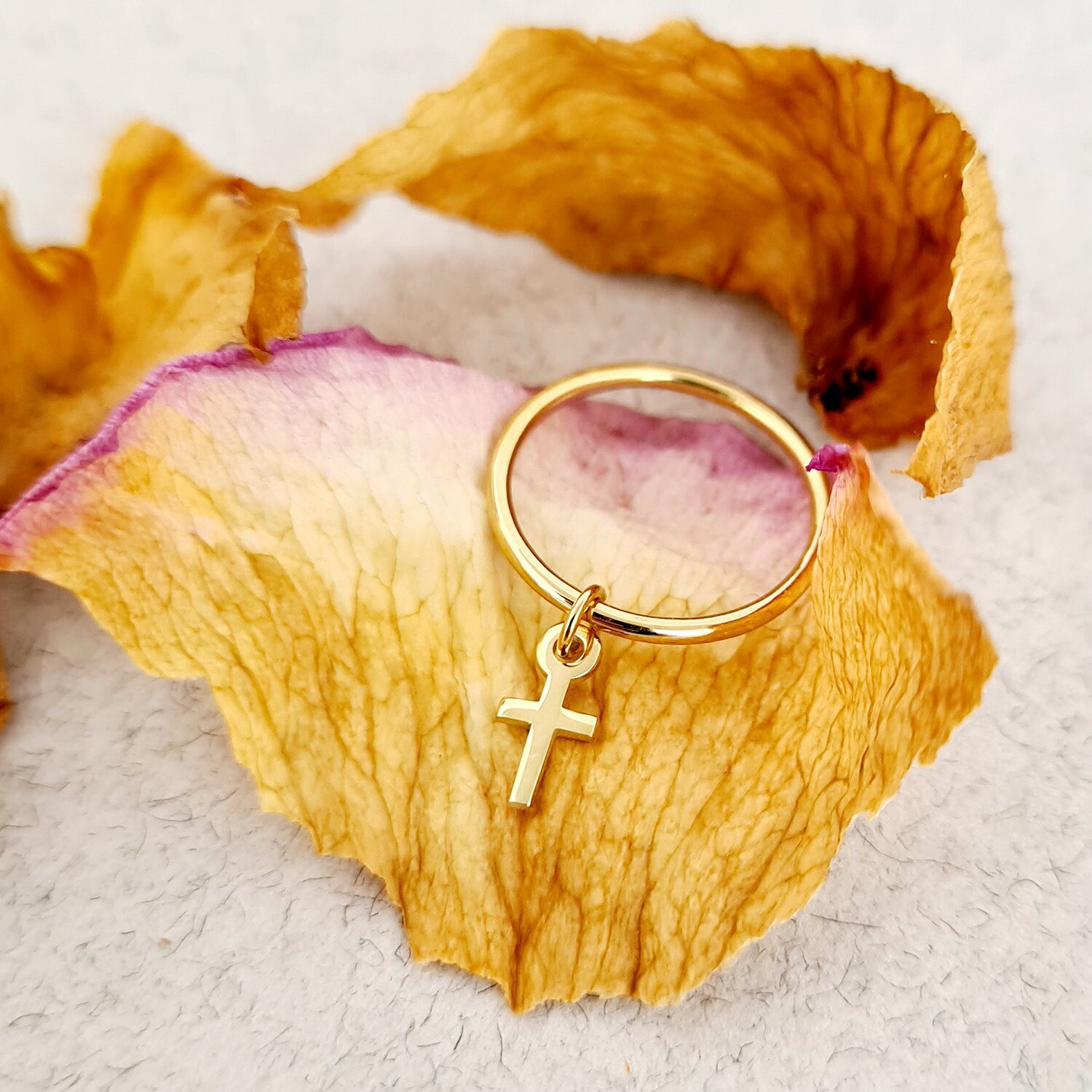 Inel Midi cu Charm - Have faith - Argint 925 placat cu Aur Galben 18K
