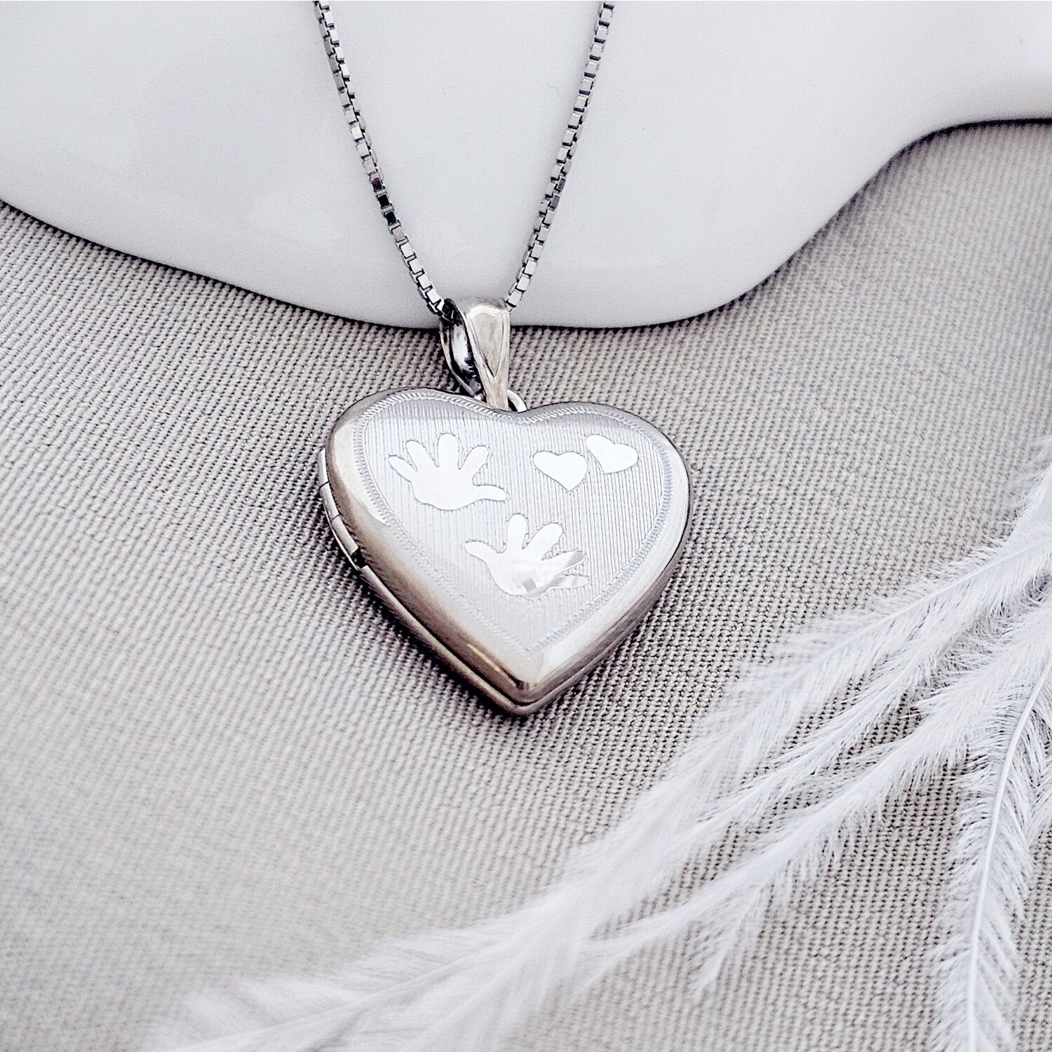 Medalion inima cu poze in interior - Handprints and Hearts - Argint 925 Rodiat