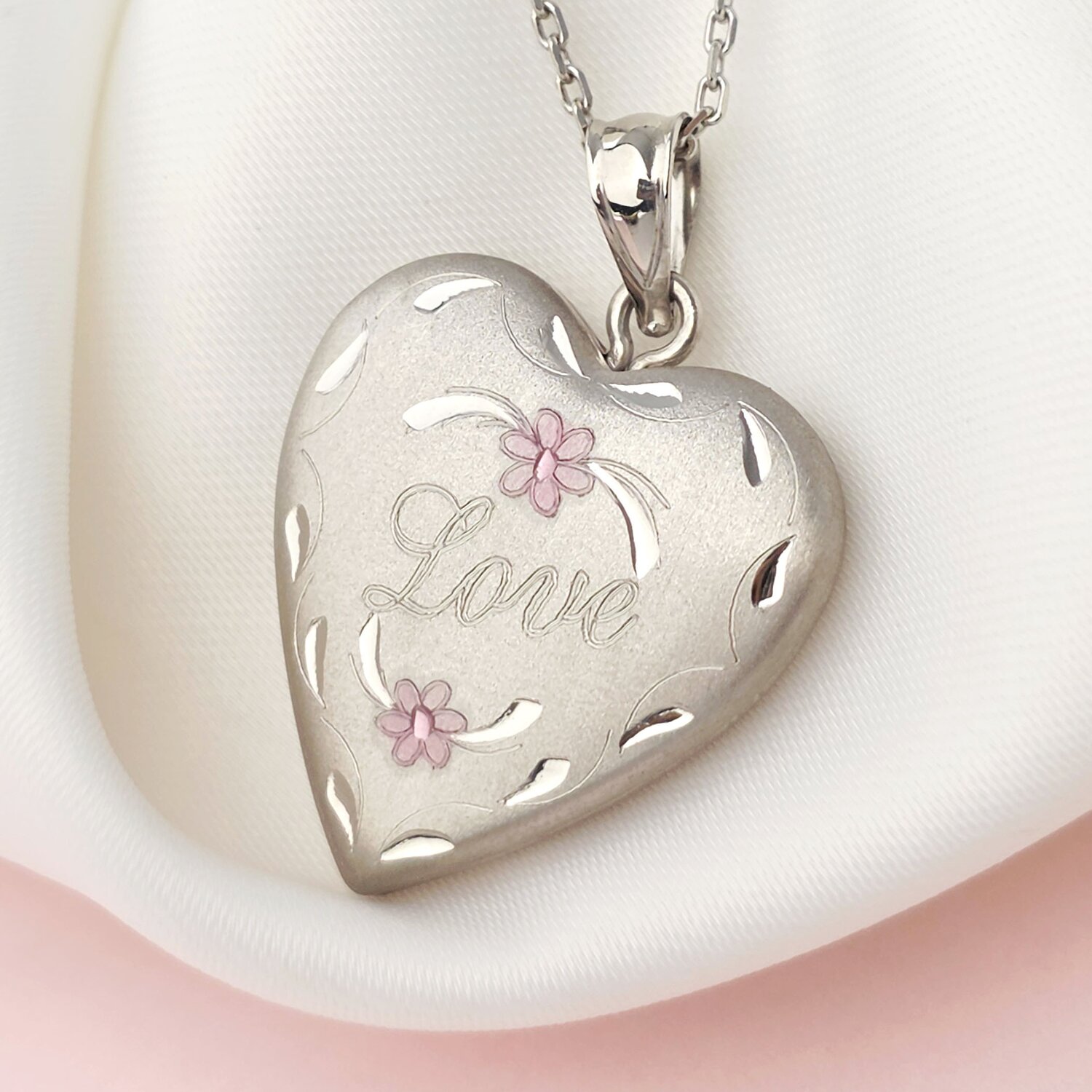 Medalion inima cu poze in interior - Love Blossoms - Argint 925 Rodiat