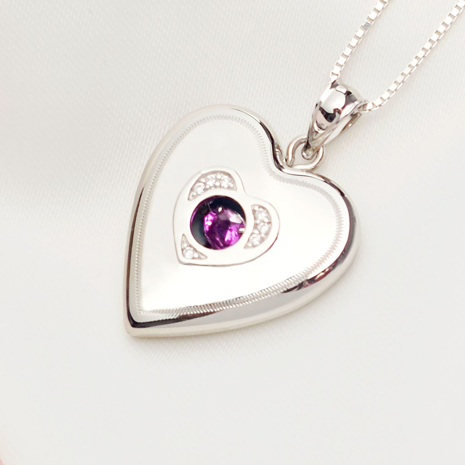 Medalion inima cu poze in interior - Rose Shimmer - Argint 925 Rodiat - Cristale Zirconia